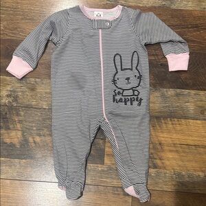 Gerber Black and Pink Striped Bunny Footie